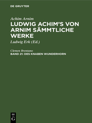 cover image of Des Knaben Wunderhorn
